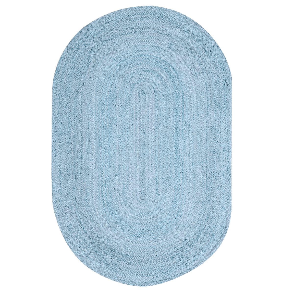 Sky Blue Elongated Oval Jute Rug