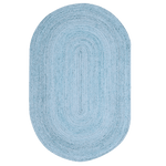 Sky Blue Elongated Oval Jute Rug