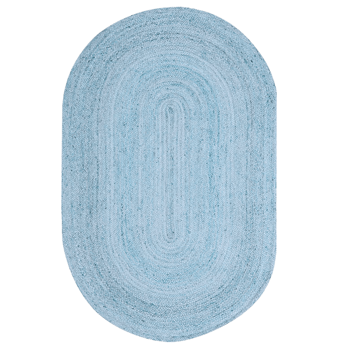 Sky Blue Elongated Oval Jute Rug