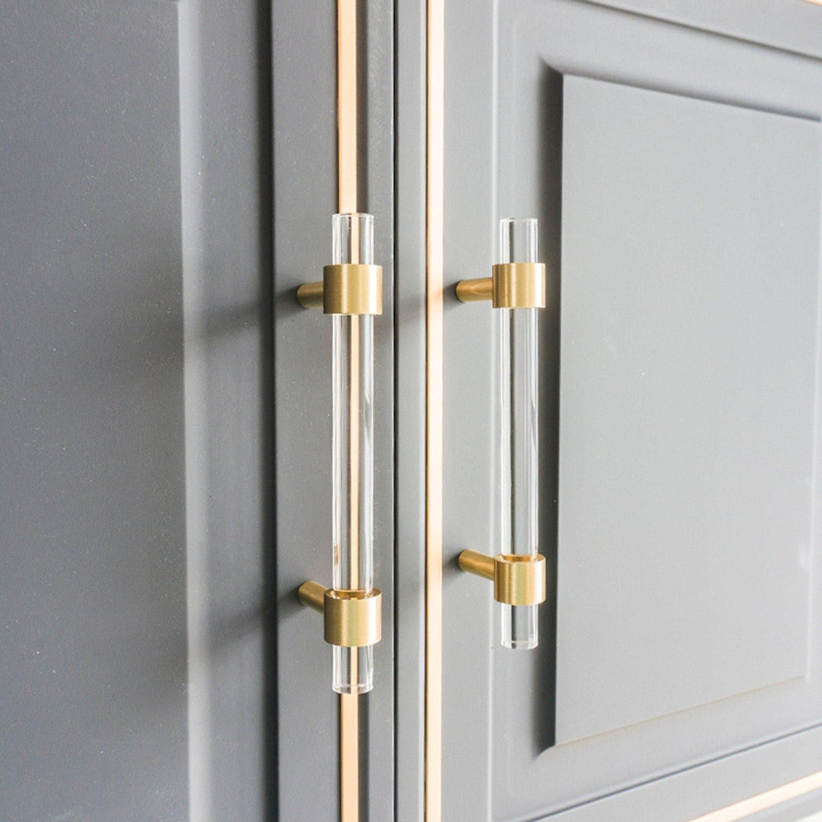 Sleek Acrylic Cabinet Drawer Pull with Brass Handle