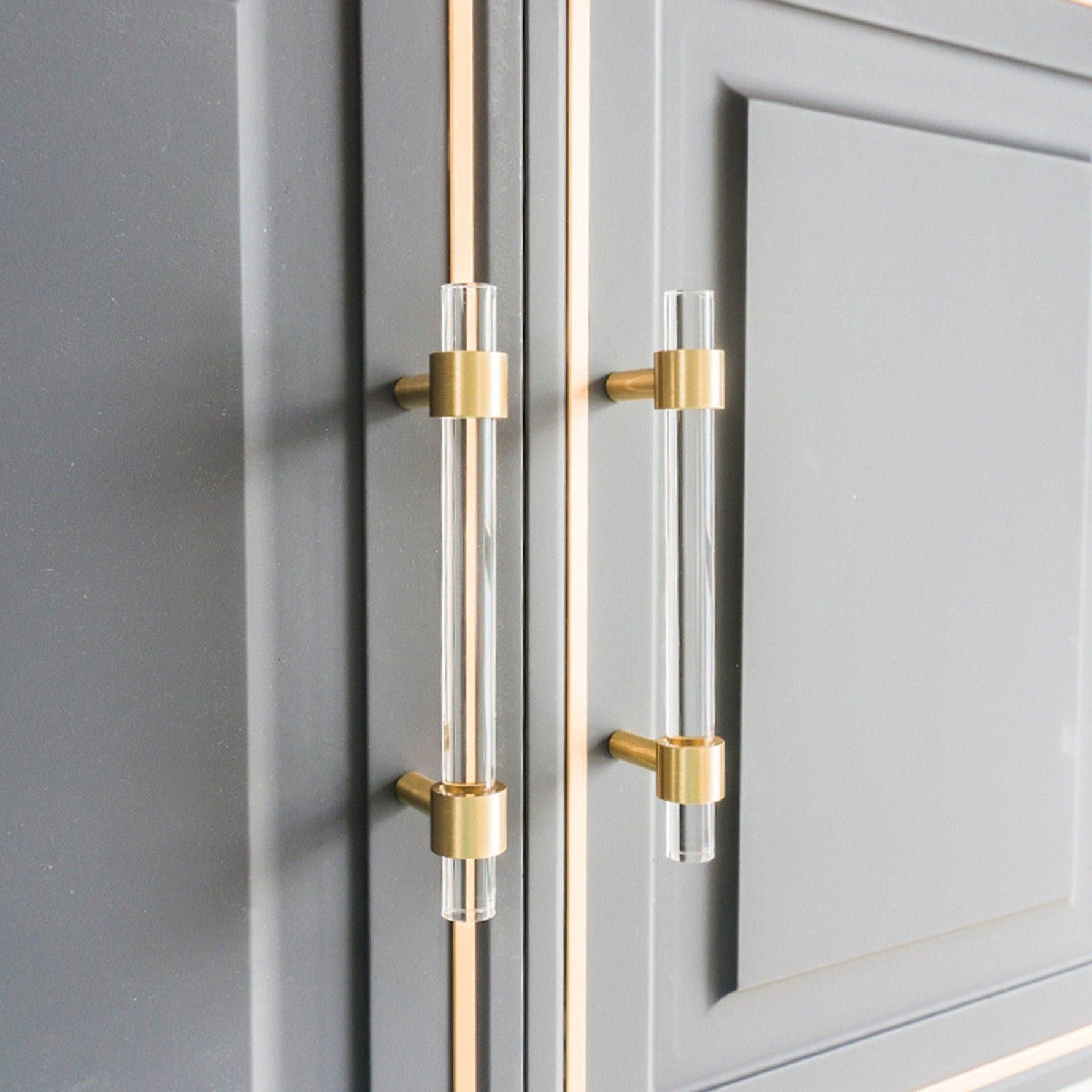 Sleek Acrylic Cabinet Drawer Pull with Brass Handle