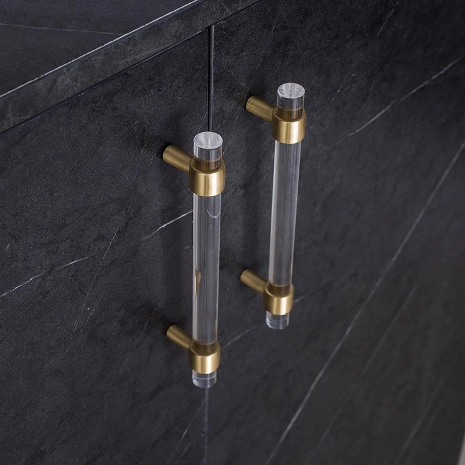 Sleek Acrylic Cabinet Drawer Pull with Brass Handle