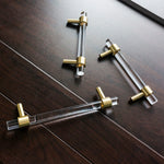 Sleek Acrylic Cabinet Drawer Pull with Brass Handle