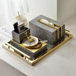 Sleek Brass and Faux Croc Leather Tissue Box