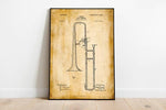 Slide Trombone Patent Print| Framed Art Print