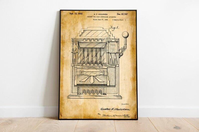 Slot Machine Patent Print| Framed Art Print - MAIA HOMES