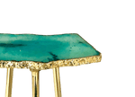 Small Aqua Agate Quartz Organic Edge Accent Table