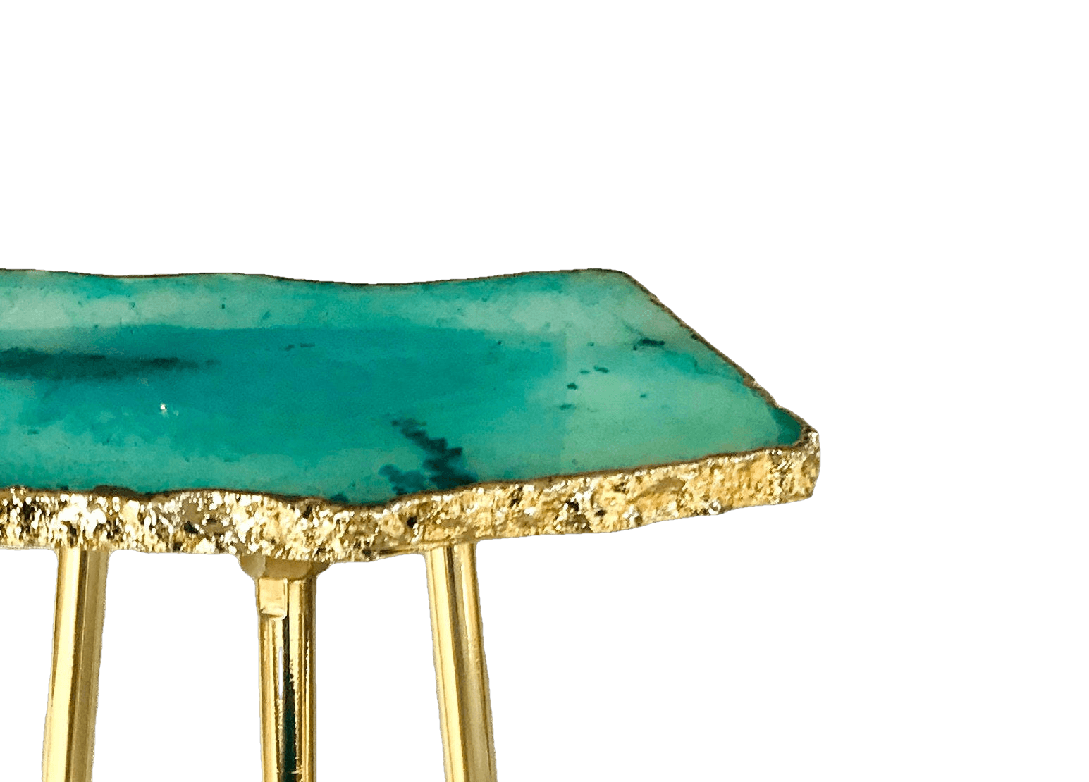 Small Aqua Agate Quartz Organic Edge Accent Table