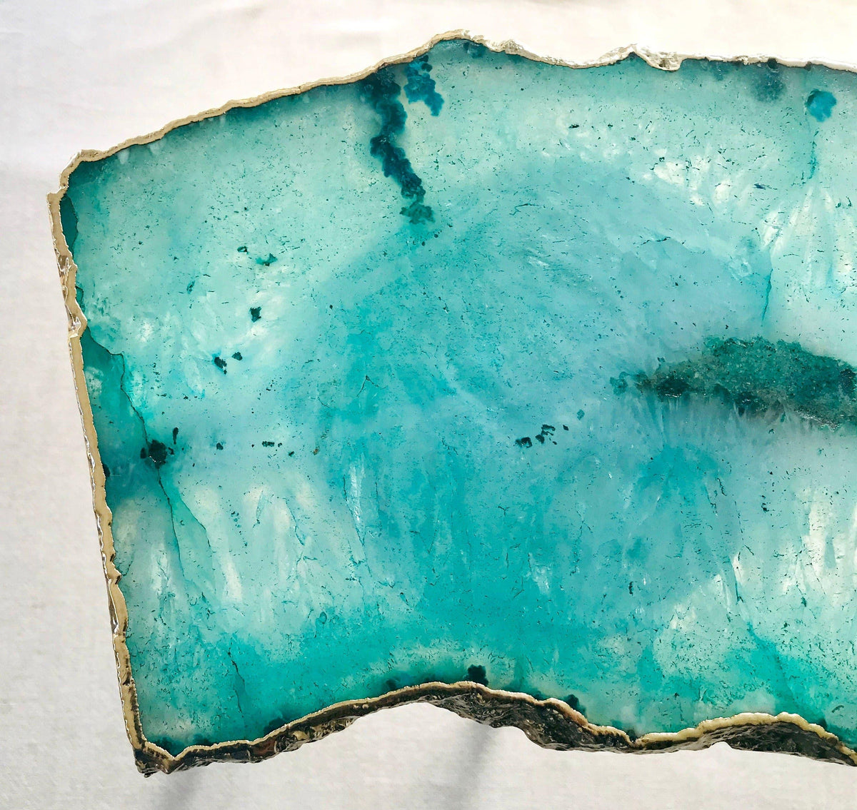 Small Aqua Agate Quartz Organic Edge Accent Table