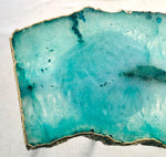 Small Aqua Agate Quartz Organic Edge Accent Table