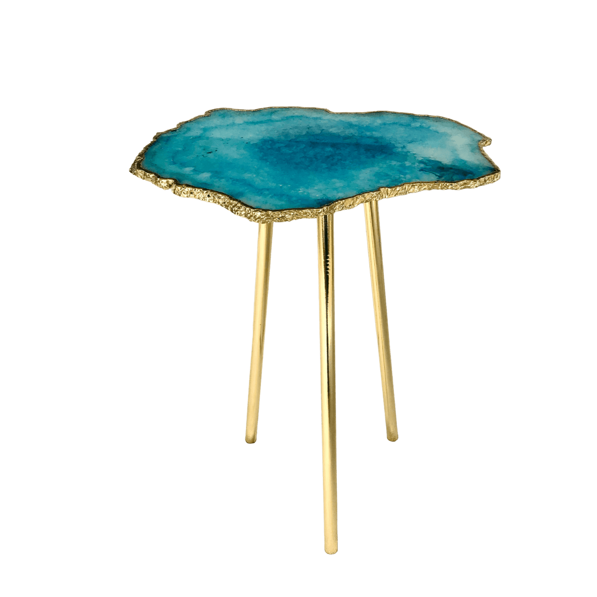 Small Blue Agate Quartz Organic Edge Accent Table