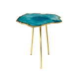 Small Blue Agate Quartz Organic Edge Accent Table