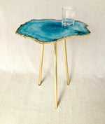 Small Blue Agate Quartz Organic Edge Accent Table