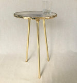 Small Grey Agate Quartz Organic Edge Side Table