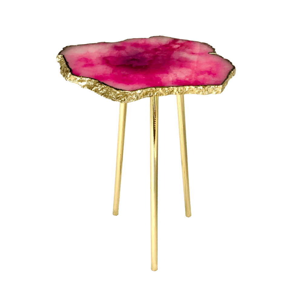 Small Pink Agate Quartz Organic Edge Side Table