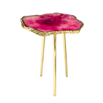 Small Pink Agate Quartz Organic Edge Side Table