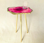 Small Pink Agate Quartz Organic Edge Side Table