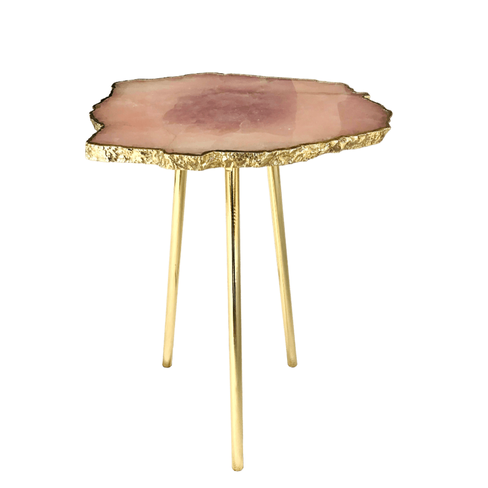 Small Rose Quartz Agate Organic Edge Accent Table