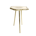 Small White Agate Quartz Organic Edge Accent Table