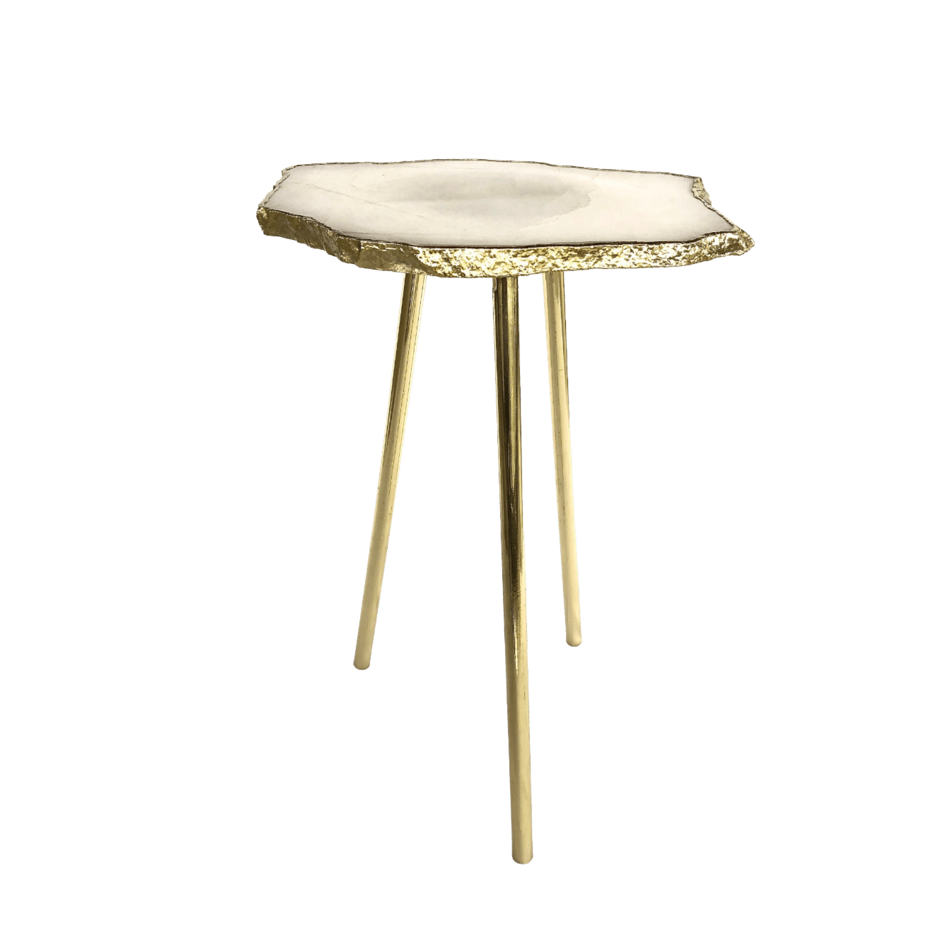 Small White Agate Quartz Organic Edge Accent Table