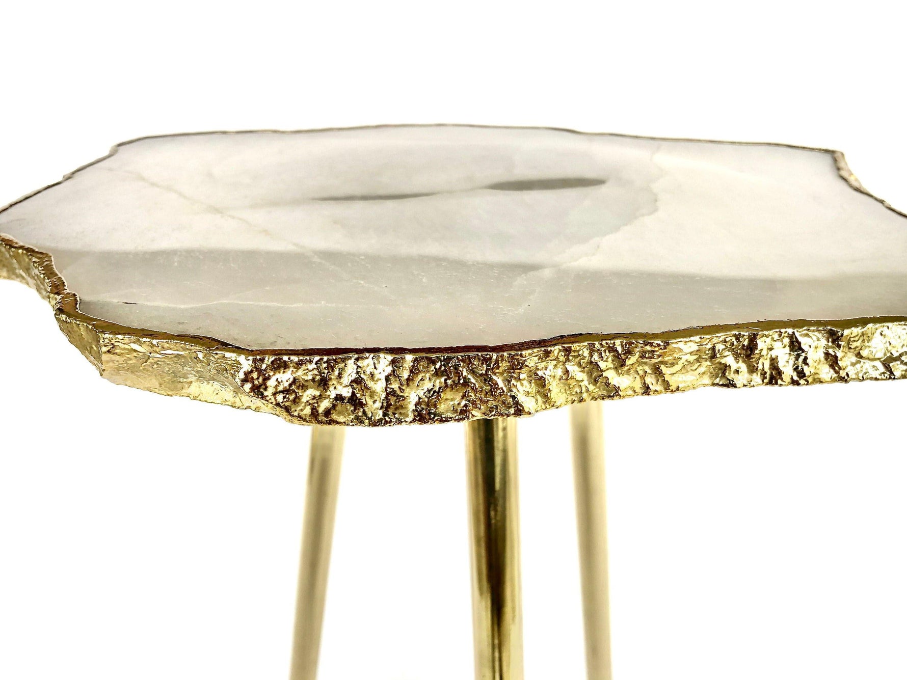 Small White Agate Quartz Organic Edge Accent Table