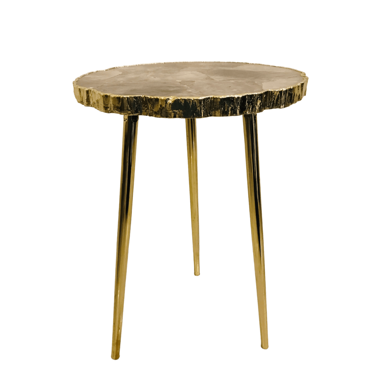 Smoky Grey Agate Organic Edge Accent Side Table