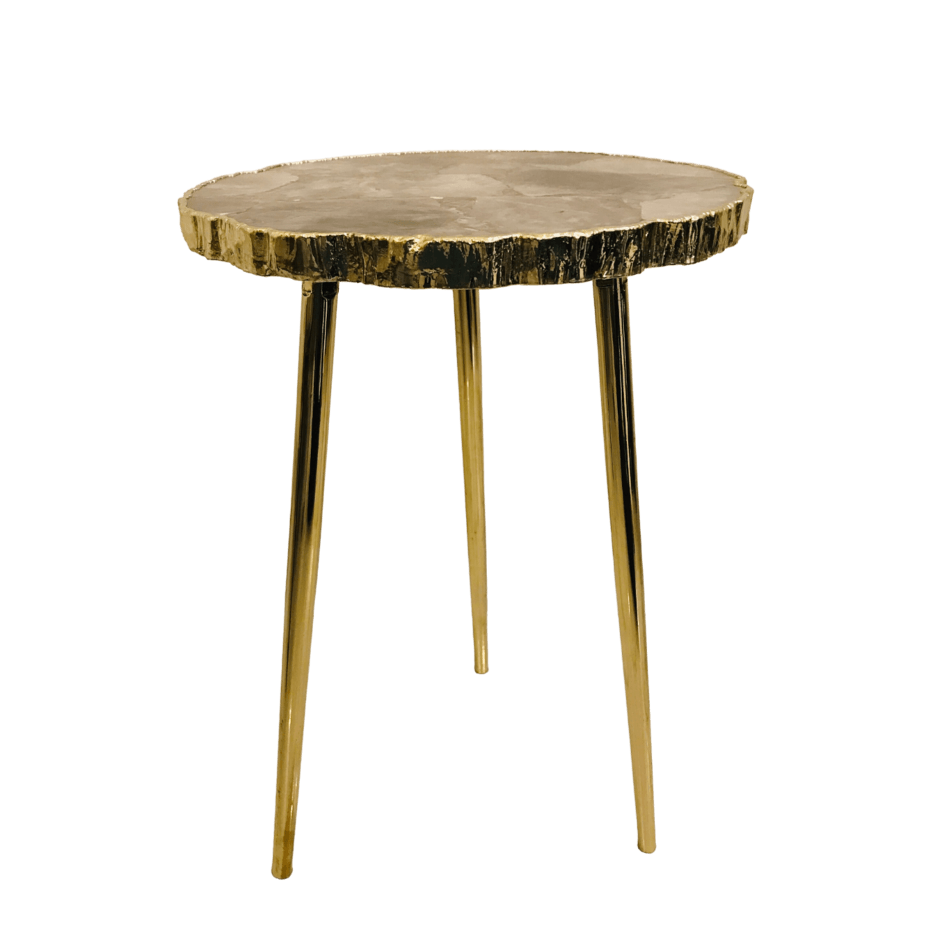 Smoky Grey Agate Organic Edge Accent Side Table - MAIA HOMES