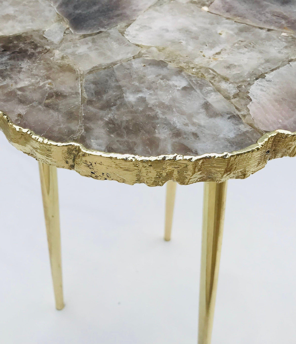 Smoky Grey Agate Organic Edge Accent Side Table