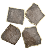 Smoky Grey Agate Quartz Coasters - Set of 4 Silver