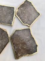 Smoky Grey Agate Quartz Coasters - Set of 4