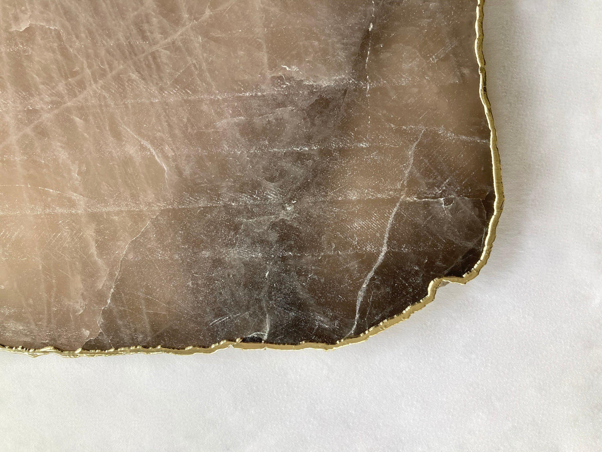 Smoky Grey Quartz Agate Cheese Platter Tray