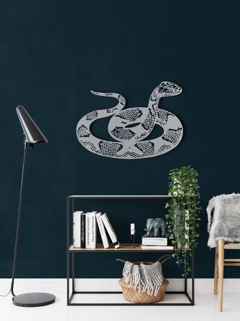 Snake Metal Wall Art Silver