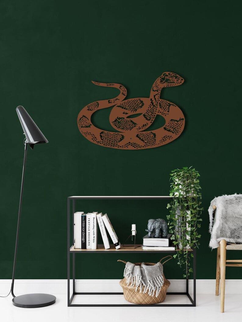 Snake Metal Wall Art Bronze