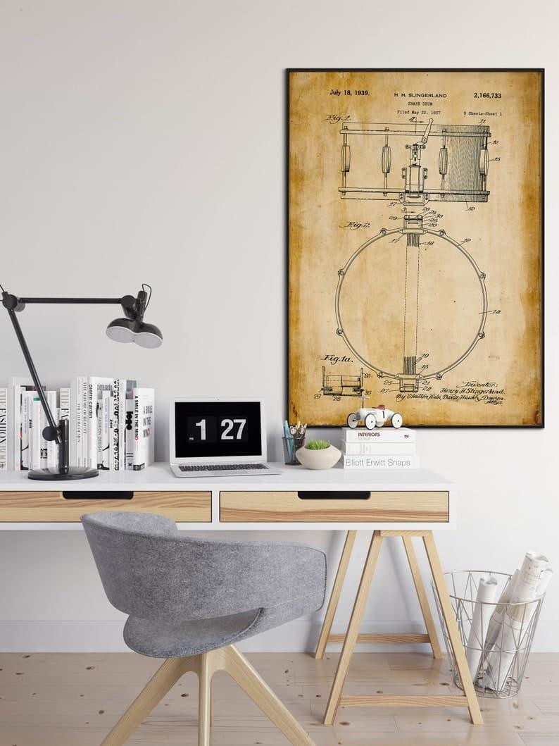 Snare Drum Patent Print| Framed Art Print