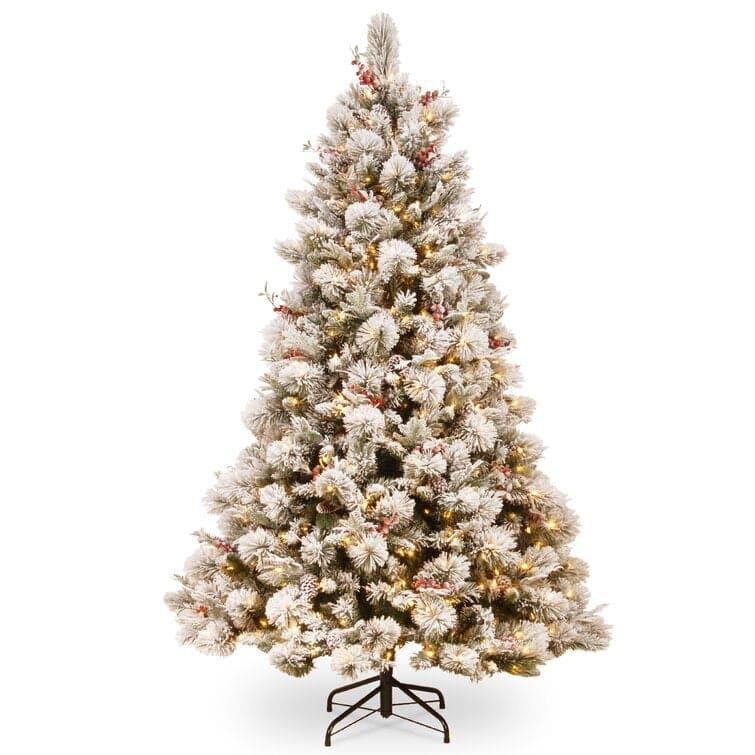 Snowy Frosted Green Pine Artificial Christmas Tree