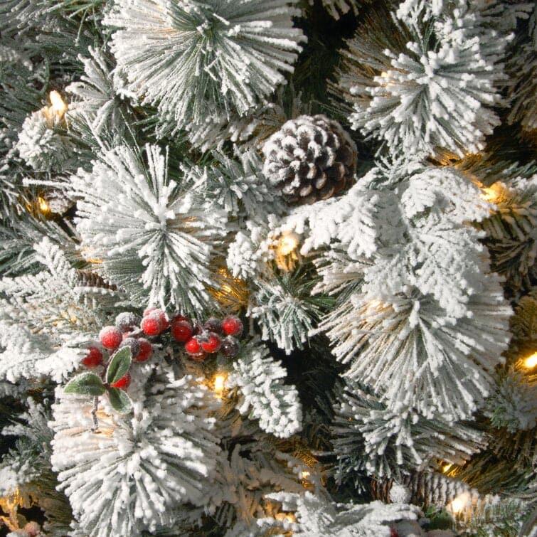 Snowy Frosted Green Pine Artificial Christmas Tree