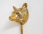 Solid Brass Bear Wall Hooks - 2 pcs