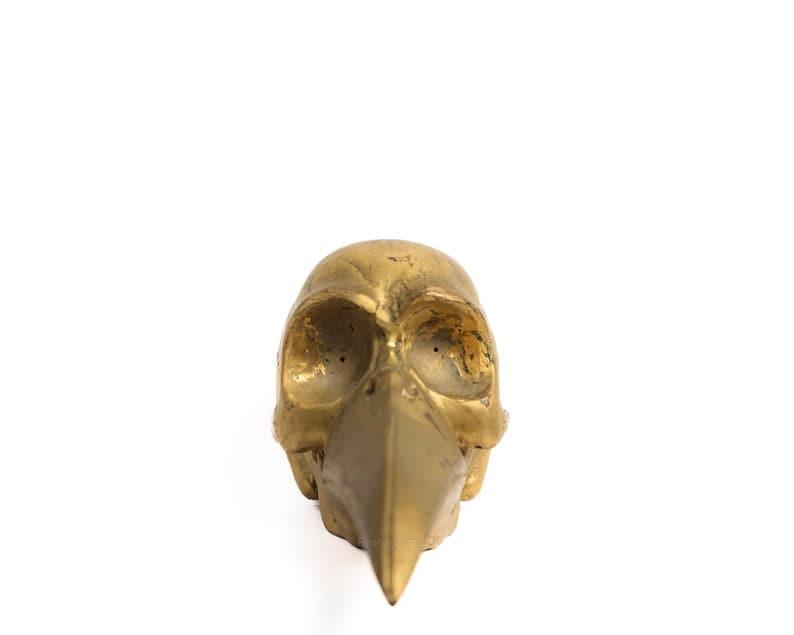 Solid Brass Bird Skull Figurine