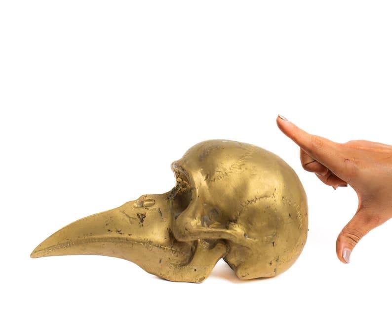 Solid Brass Bird Skull Figurine - MAIA HOMES