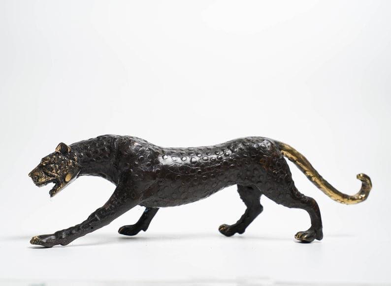 Solid Brass Black Panther Miniature Figurine Statue