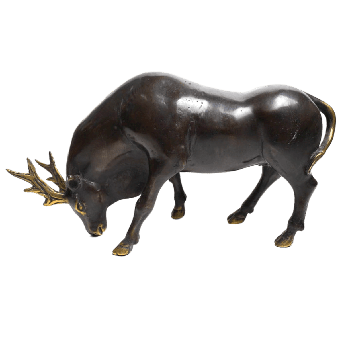 Solid Brass Bull Miniature Statue