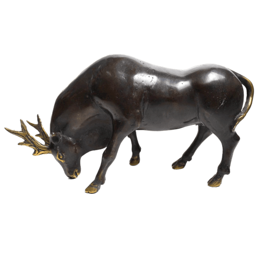 Solid Brass Bull Miniature Statue - MAIA HOMES