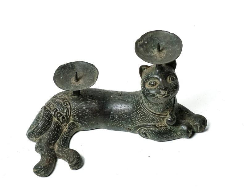 Solid Brass Cat Candle Holder