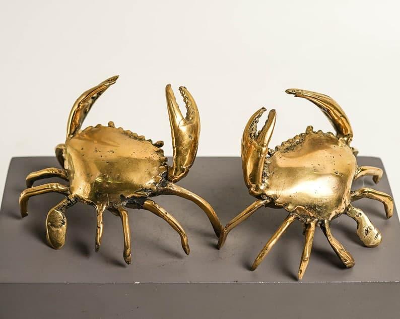 Solid Brass Crab Miniature Figurine - MAIA HOMES