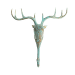 Solid Brass Deer Head Wall Hook ANTIQUE GREEN