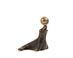 Solid Brass Dolphin and Ball Miniature Figurine