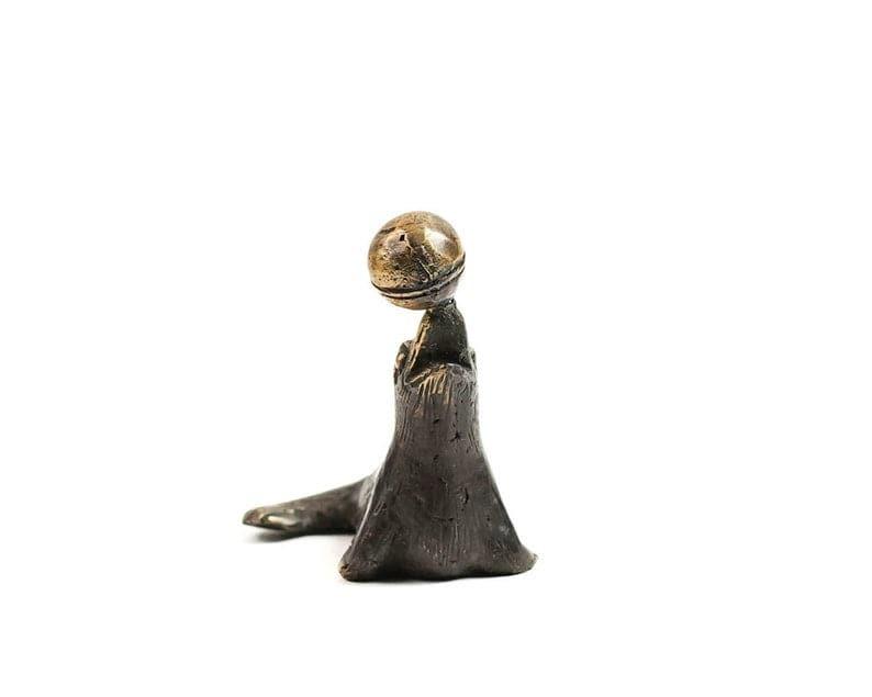 Solid Brass Dolphin and Ball Miniature Figurine