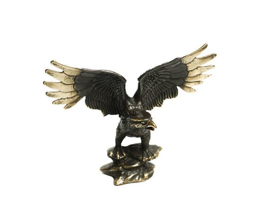 Solid Brass Eagle Sculpture on Marble Base - MAIA HOMES