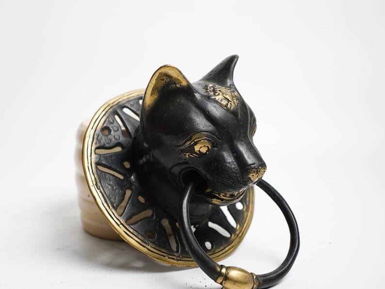 Solid Brass Egyptian Cat Door Knocker