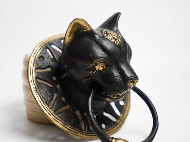 Solid Brass Egyptian Cat Door Knocker